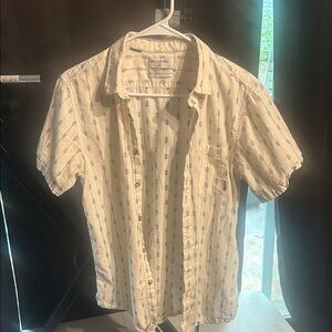 Billabong Men's Casual Cream and Blue Button Down Shirt